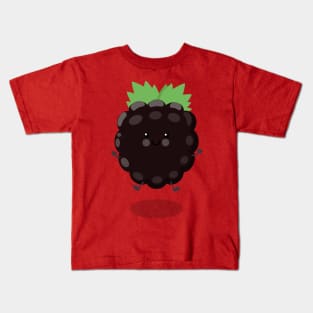 Cute happy blackberry fruit kawaii cartoon Kids T-Shirt